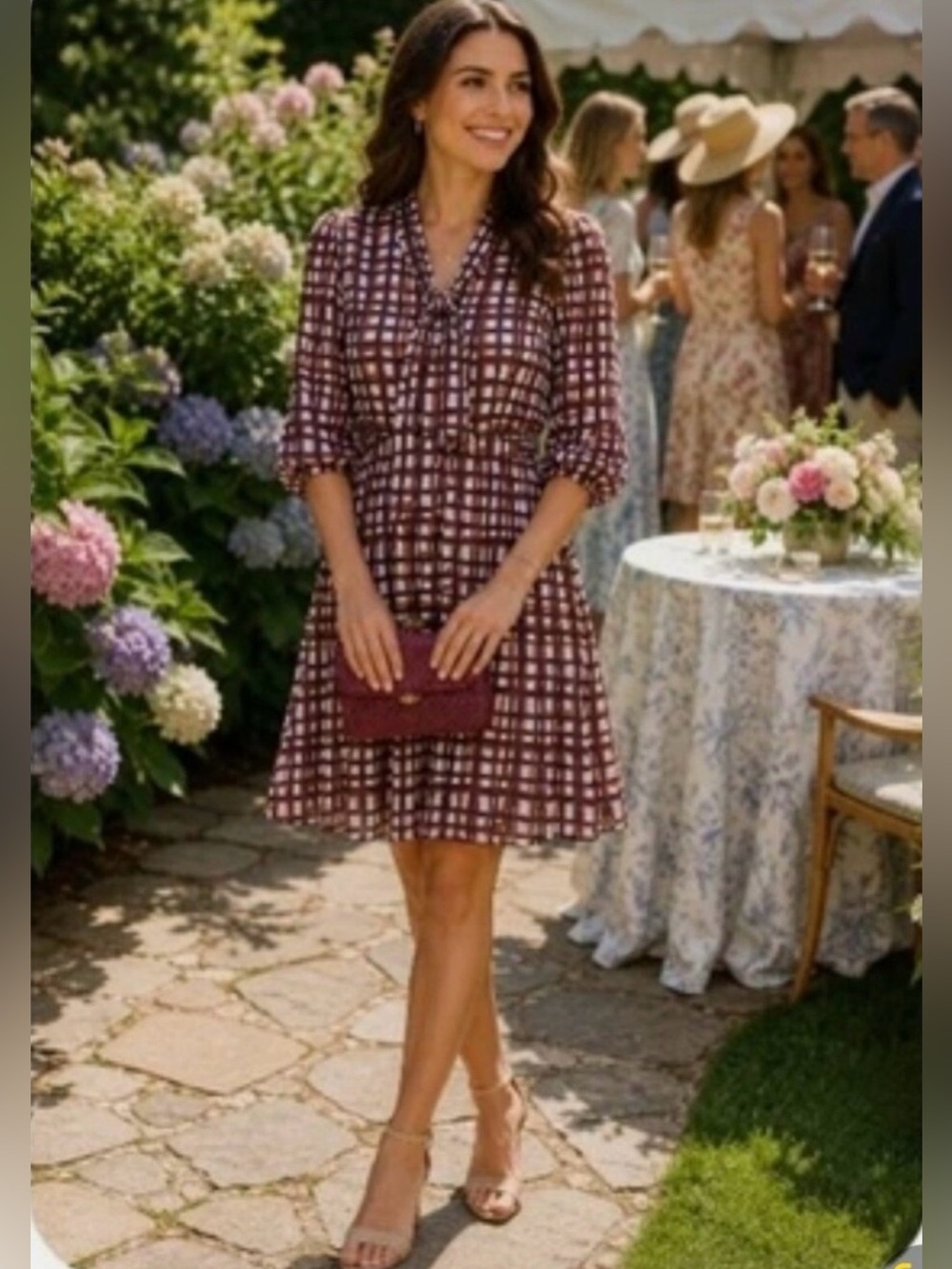 Gal Meets Glam Lindsay Plaid Dress Tie Neck Size 4